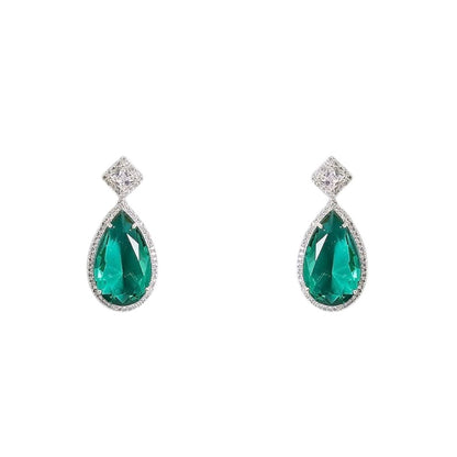 Emerald Green Teardrop Necklace Set with Matching Earrings