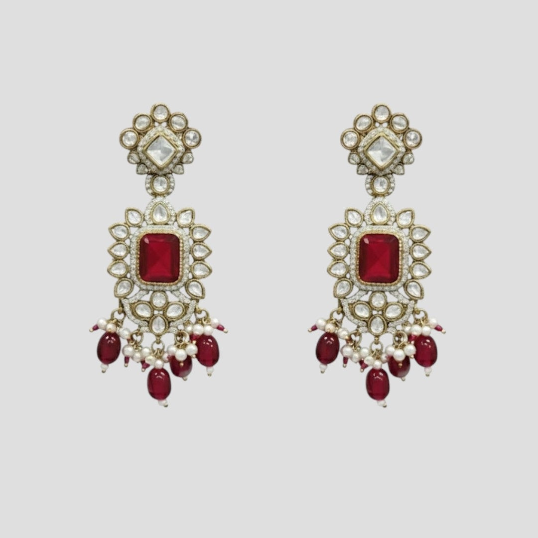 “Bridal Kundan Choker Necklace Set with Red Stones, Pearls, Earrings and Maangtikka – Heavy Wedding Jewellery for Women”