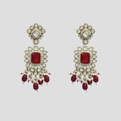 “Bridal Kundan Choker Necklace Set with Red Stones, Pearls, Earrings and Maangtikka – Heavy Wedding Jewellery for Women”