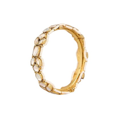 Gold Tone Studded Designer Open Kada Bangle for Women