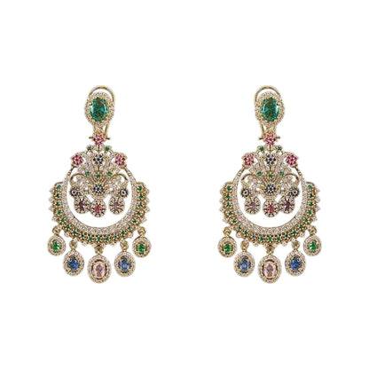 Luxury Multicolor CZ Chandelier Earrings for Women