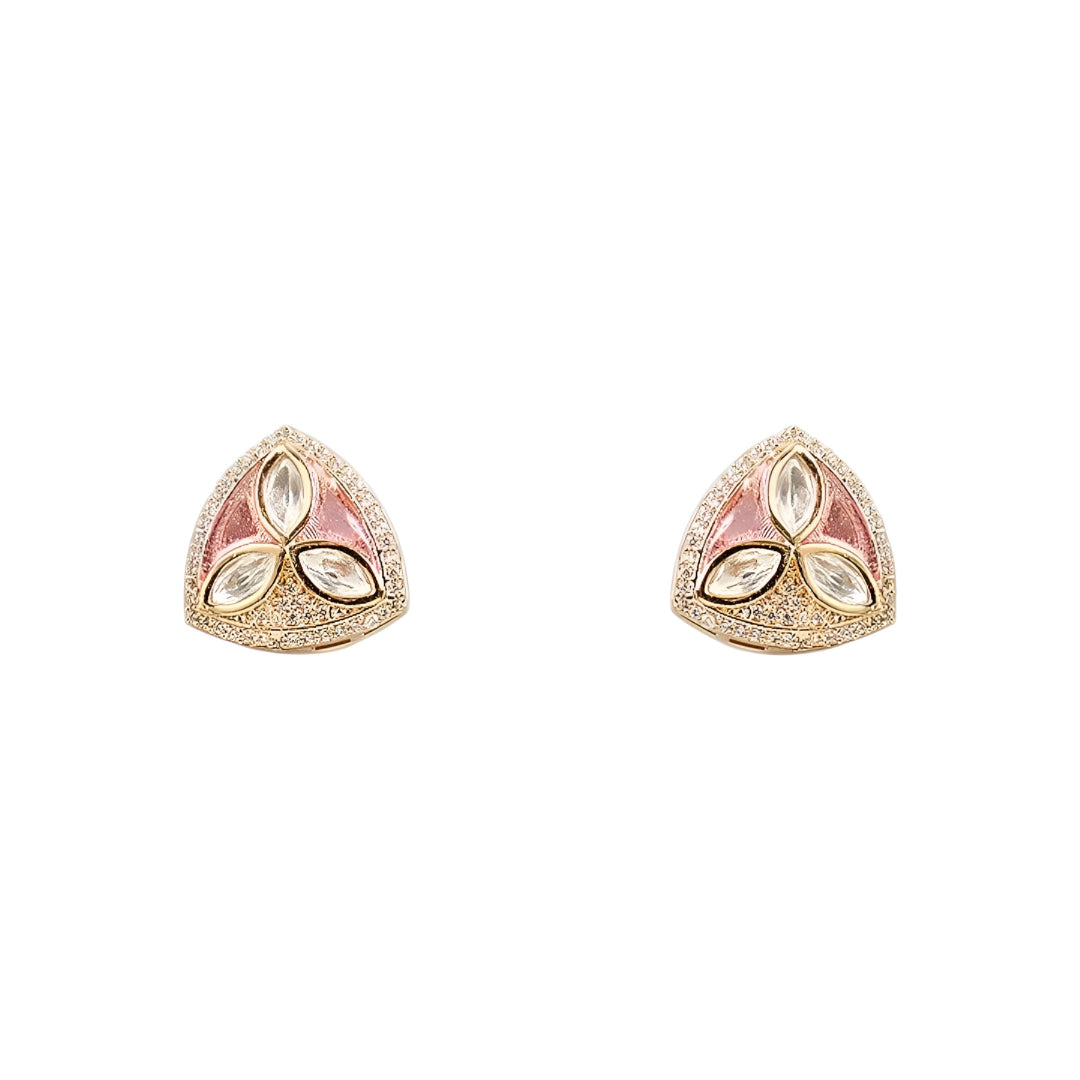 Gold Plated Pink Kundan Pendant Necklace Set with Matching Stud Earrings for Women Traditional Ethnic Jewelry