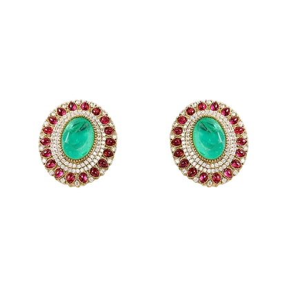 Royal Green Kundan Choker Necklace Set with Ruby Accents | Bridal Traditional Jewelry Set for Women