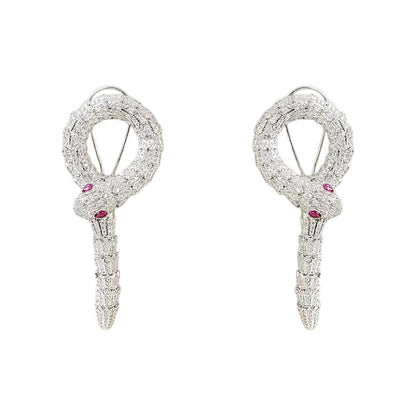 Luxury Serpent Diamond Necklace Set with Ruby Eyes | Designer Statement Jewelry