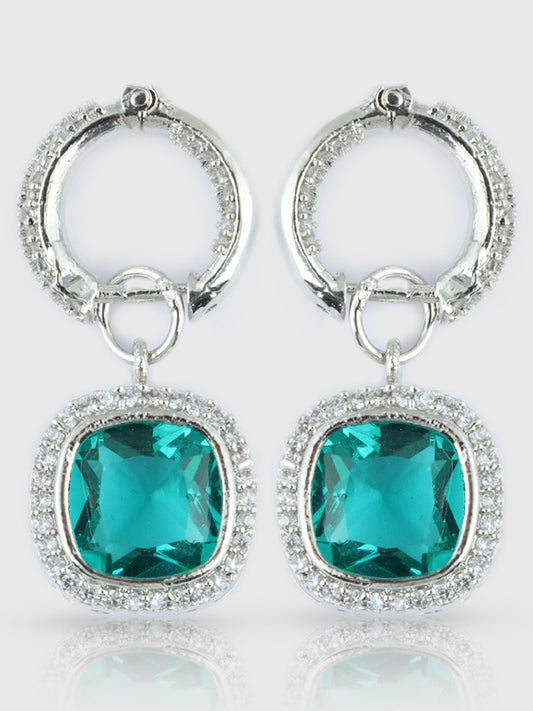 Enchanting Rhodium Plated American Diamond Earrings