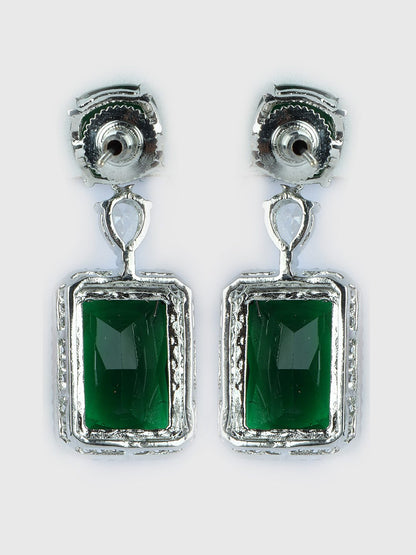 Queenly Rhodium Plated American Diamond Earrings