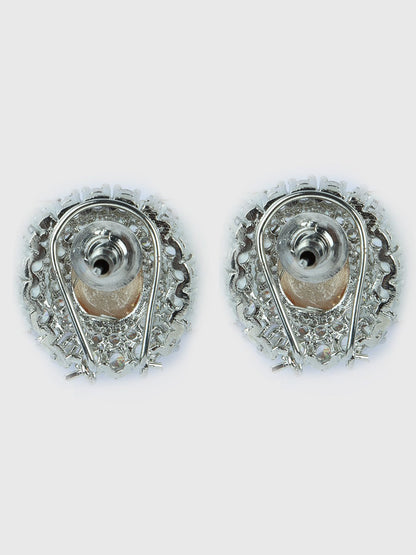 Pristine Rhodium Plated American Diamond Stud Earrings