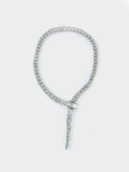 Glittering Rhodium Plated American Diamond Necklace Set