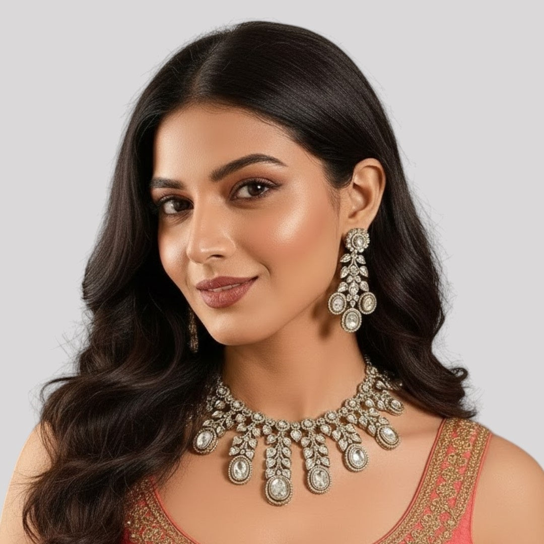 Polki Style Kundan Necklace Set