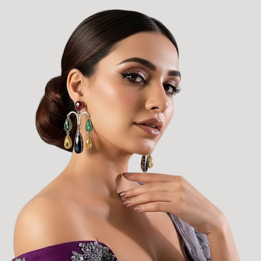 Multicolor Teardrop Dangler Earrings