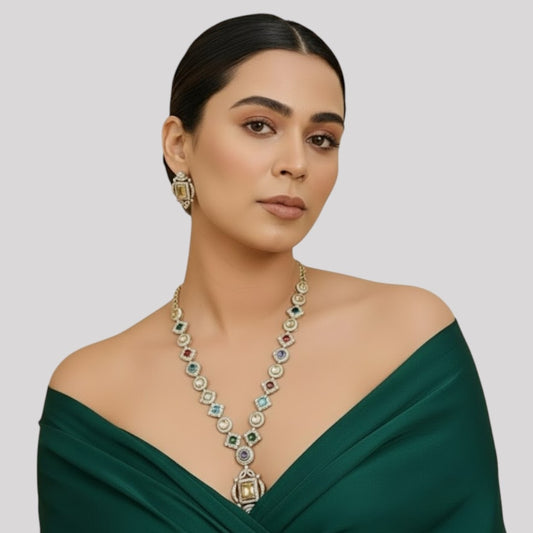 Multicolor CZ Diamond Necklace Set