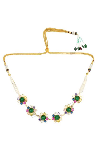 Glittering Gold Plated Kundan Necklace Set