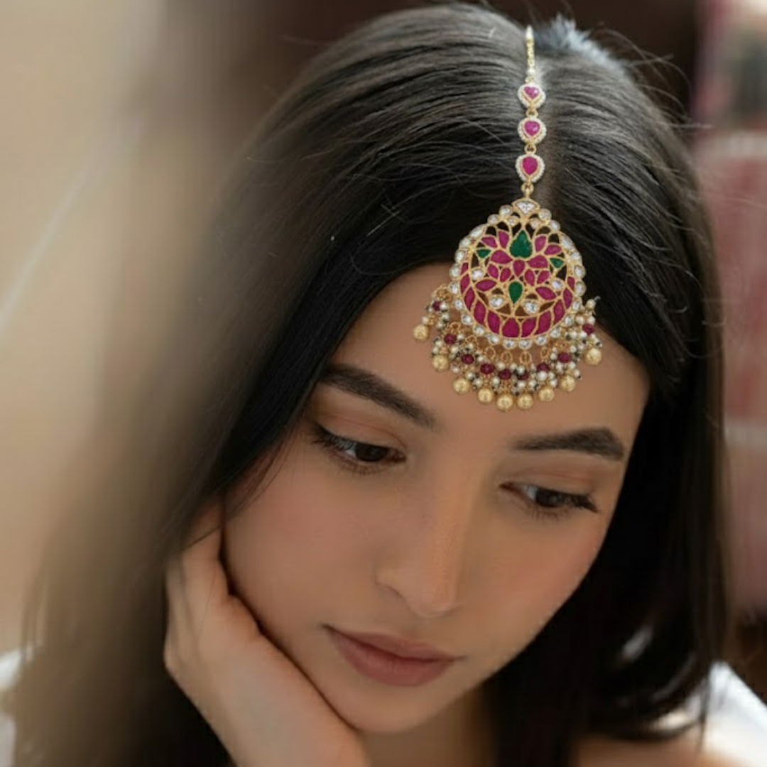 "Elegant Traditional Kundan Necklace with Ruby, Emerald, and Pearls for Women"