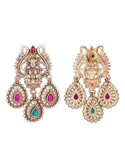 Alluring 22KT Gold Plated Kundan Red and Green Necklace Set - Auraa Trends