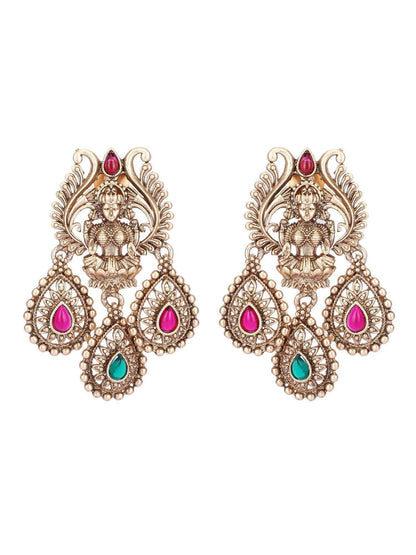 Alluring 22KT Gold Plated Kundan Red and Green Necklace Set - Auraa Trends