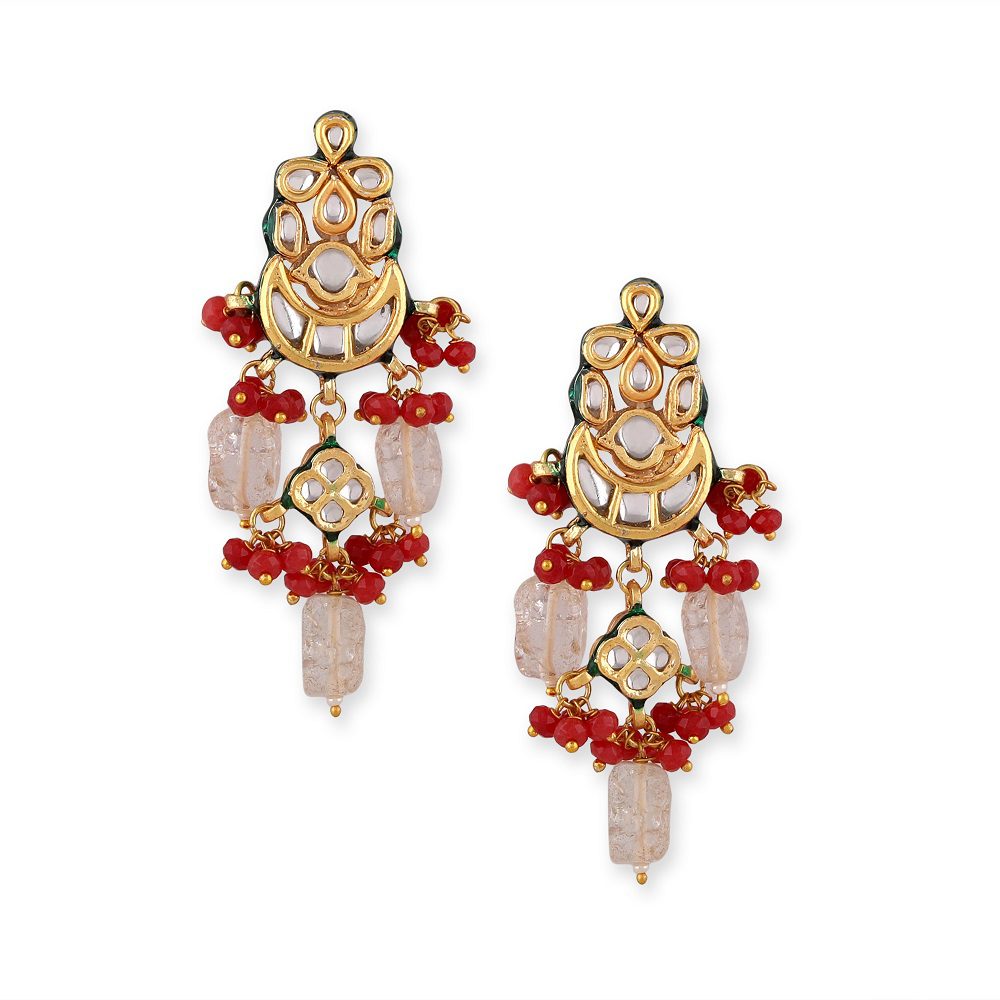 Alluring Gold Plated Kundan Necklace Set - Auraa Trends - Necklaces - Auraa Trends - Alluring Gold Plated Kundan Necklace Set