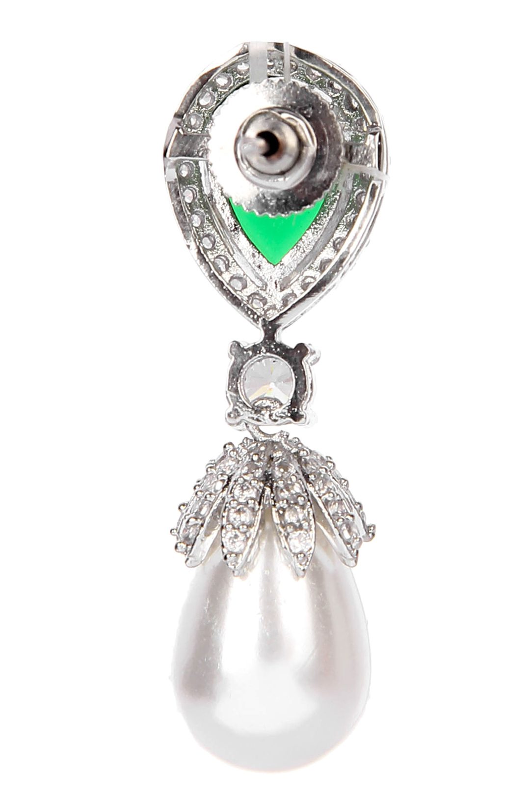 Alluring Rhodium Plated American Diamond Drop Earrings - Auraa Trends - Drop - Earring Earrings Blue