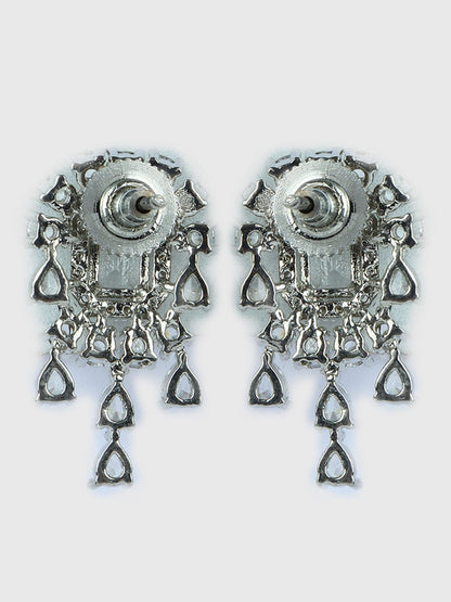Alluring Rhodium Plated American Diamond Stud Earrings - Auraa Trends - Studs - Earring Earrings Festive