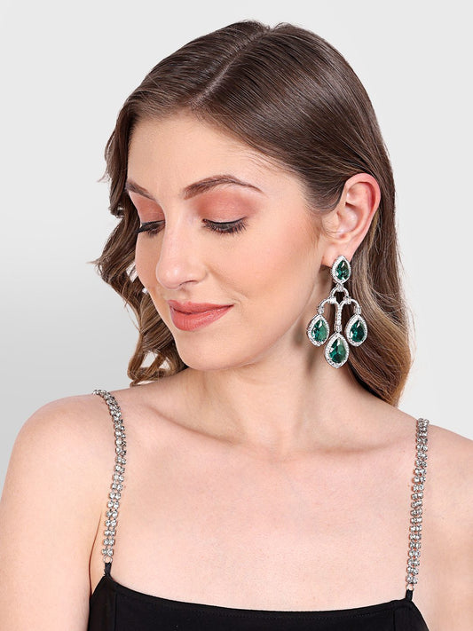 American Diamond Zircon Chandelier Earrings - Auraa Trends - Chandelier Earrings - Blue chandelier chandelier earrings