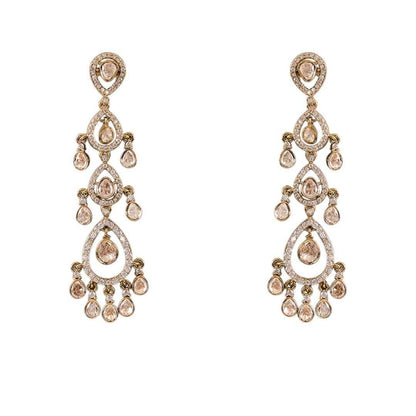 Antique Gold Multi-Drop Kundan Earrings