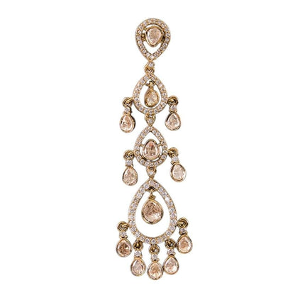 Antique Gold Multi-Drop Kundan Earrings