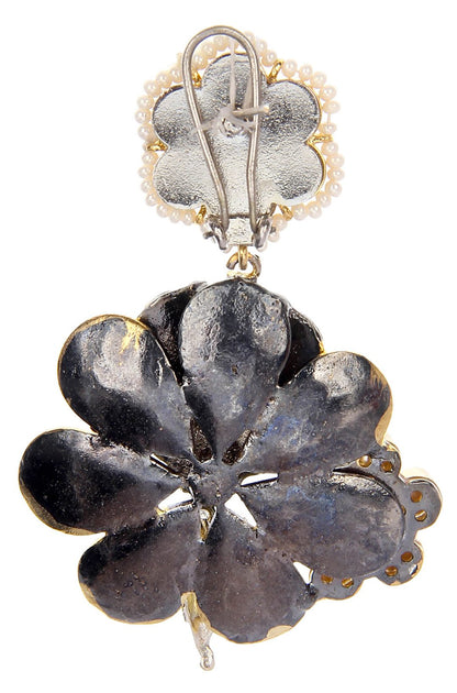 Antique Gold-Plated Moissanite Floral Drop Earrings - Auraa Trends - Drop - Earring Earrings Festive