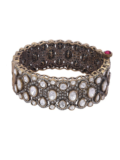 Antique Kundan Studded Bangles – Gold & Black - Auraa Trends - Bangles - Antique Kundan Bangles – Gold & Black Jewelry
