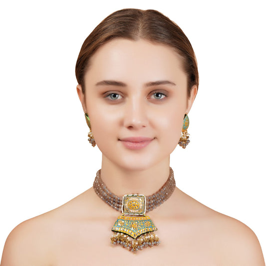 Aristocratic Kundan Necklace Set For Women - Auraa Trends - Necklaces - Trends - Aristocratic Kundan Necklace Set For Women