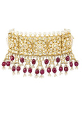 Load image into Gallery viewer, Glamorous Golden Pearl Kundan Necklace Set
