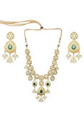 Load image into Gallery viewer, Grand Kundan Necklace Set with Green semi Precious stone
