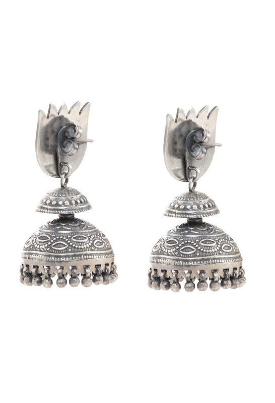 Lustrous Sterling Silver Jhumka