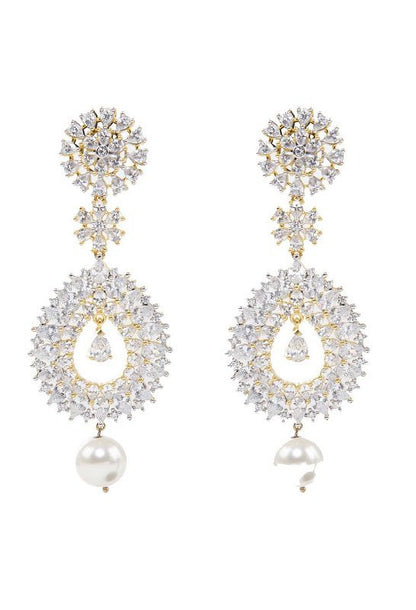 American Diamond Chandlier Earring with Pearl Drops