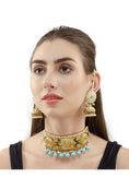 Load image into Gallery viewer, Bedazzling Blue Embelishments Kundan and Meena Choker
