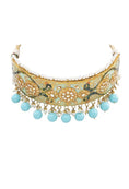 Load image into Gallery viewer, Bedazzling Blue Embelishments Kundan and Meena Choker
