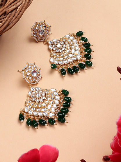 Precious Gold Plated Green Traditional Earrings