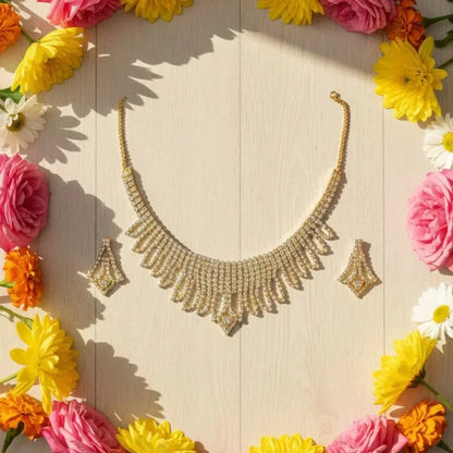 Elegant Diamond-Look Necklace Set with Matching Earrings for Women - Auraa Trends