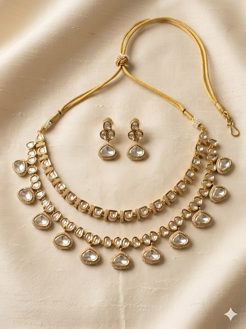 Elegant Kundan Necklace Set with Earrings for Weddings & Festive Wear
