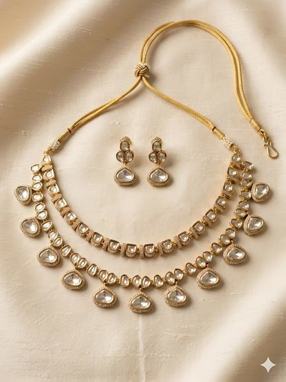 Elegant Kundan Necklace Set with Earrings for Weddings & Festive Wear