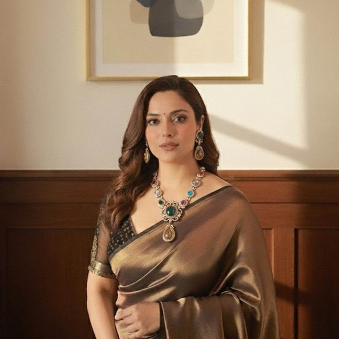 Multicolor Gemstone Necklace Set with Earrings - Auraa Trends