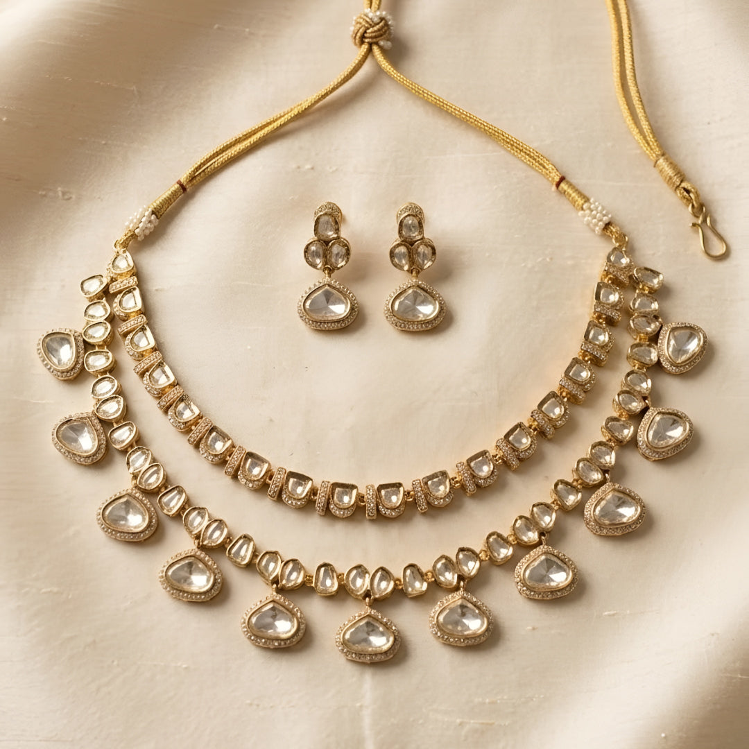 Elegant Kundan Necklace Set with Earrings for Weddings & Festive Wear