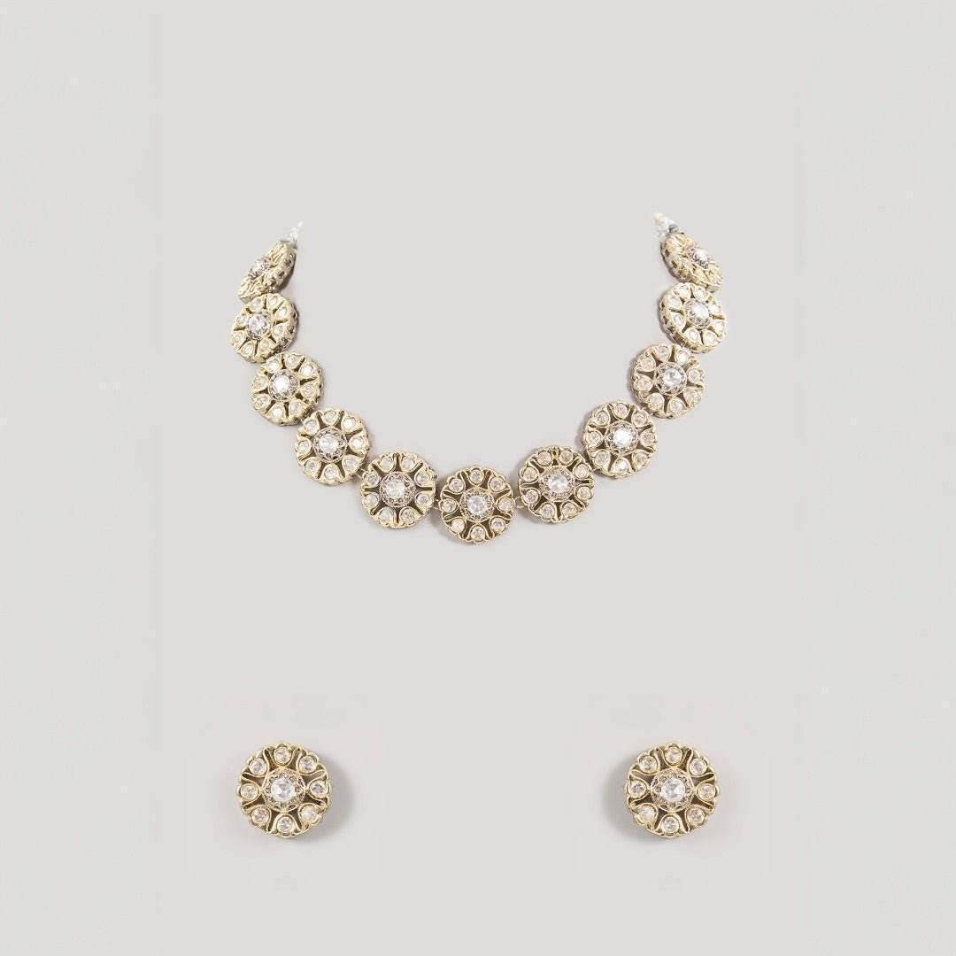 Beautiful Crystal Floral Jewelry Set for Women Necklace and Earrings Choker - Auraa Trends