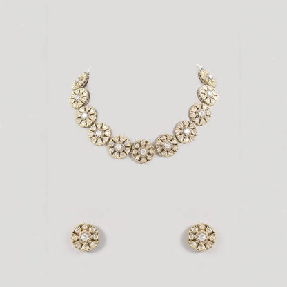 Beautiful Crystal Floral Jewelry Set for Women Necklace and Earrings Choker - Auraa Trends