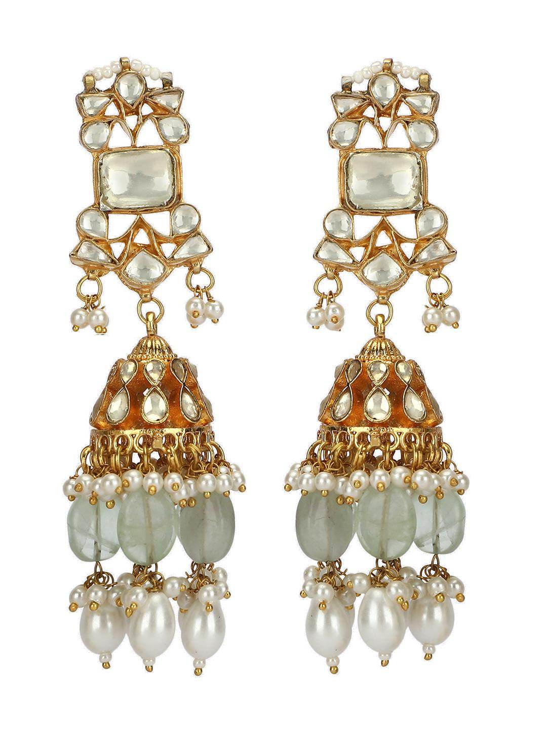 Beautifully Handcrafted Green Kundan Necklace Set - Auraa Trends