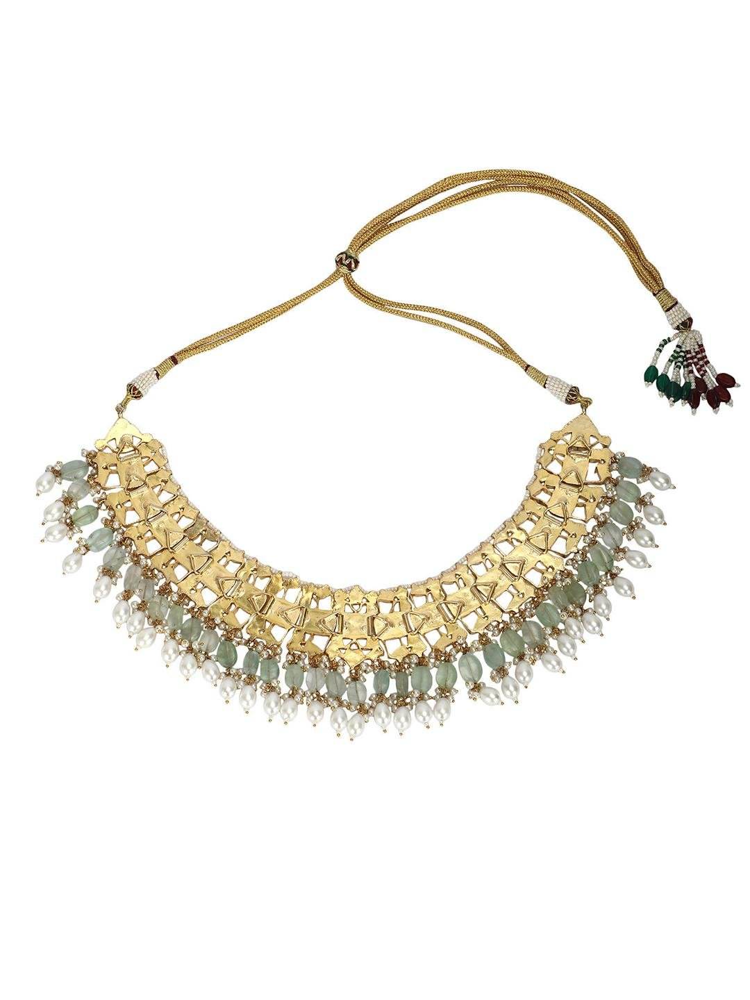 Beautifully Handcrafted Green Kundan Necklace Set - Auraa Trends