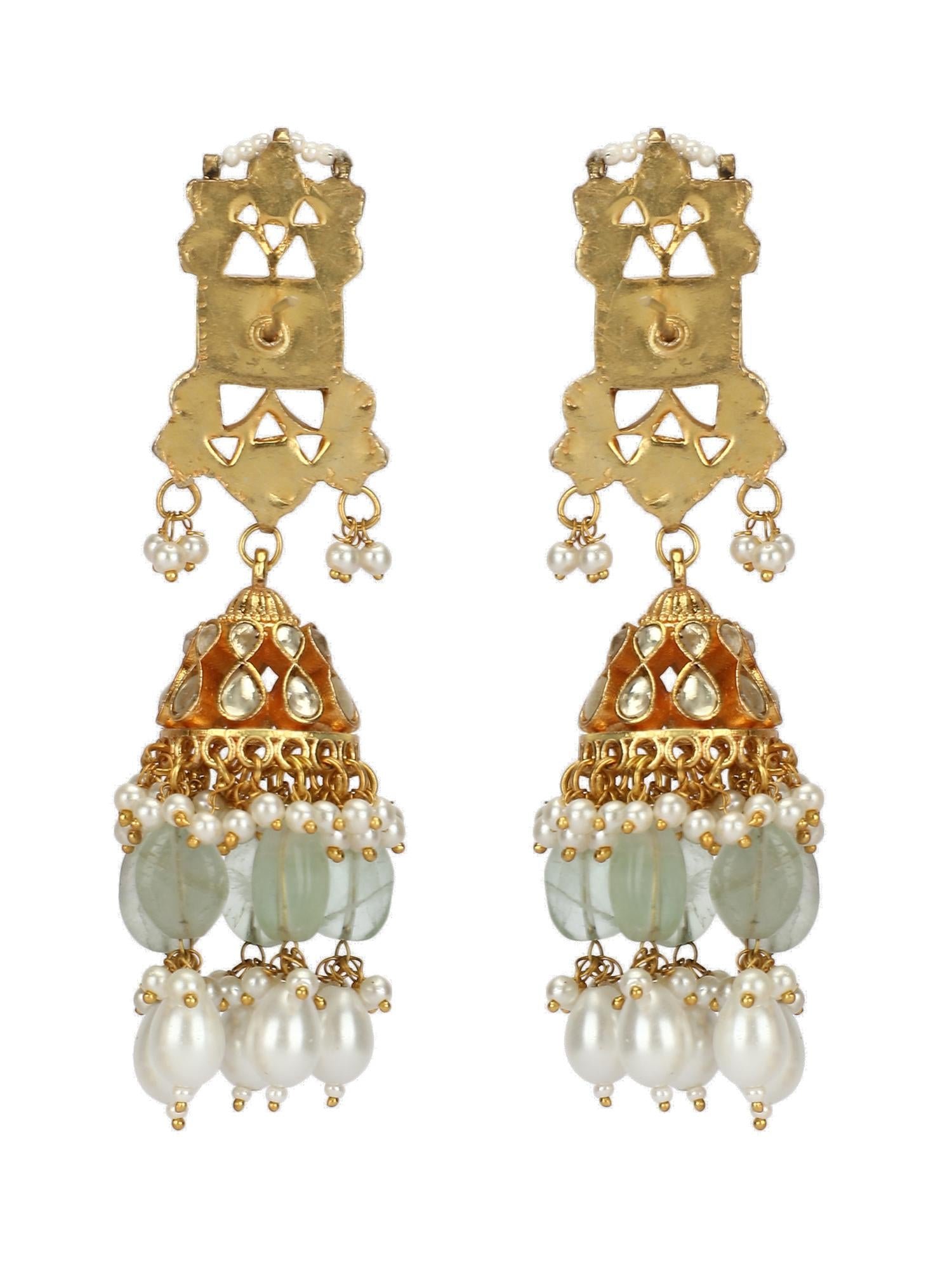 Beautifully Handcrafted Green Kundan Necklace Set - Auraa Trends - Necklaces - # - Auraa Trends - Kundan Necklace Set