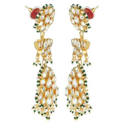 Bedazzling Kundan Necklace Set. Meticulously crafted with gold plating - Auraa Trends - Necklaces -