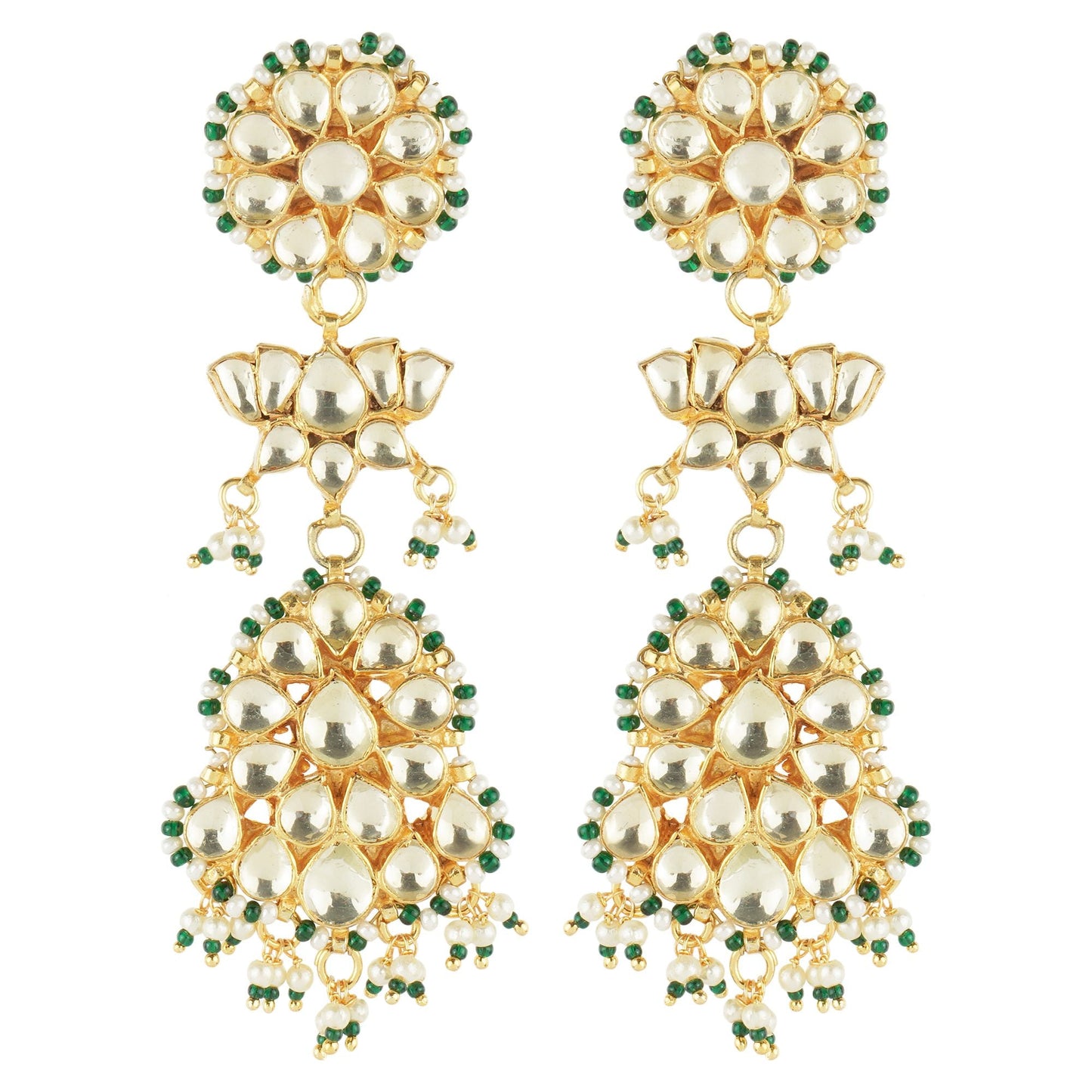 Bedazzling Kundan Necklace Set. Meticulously crafted with gold plating - Auraa Trends - Necklaces -