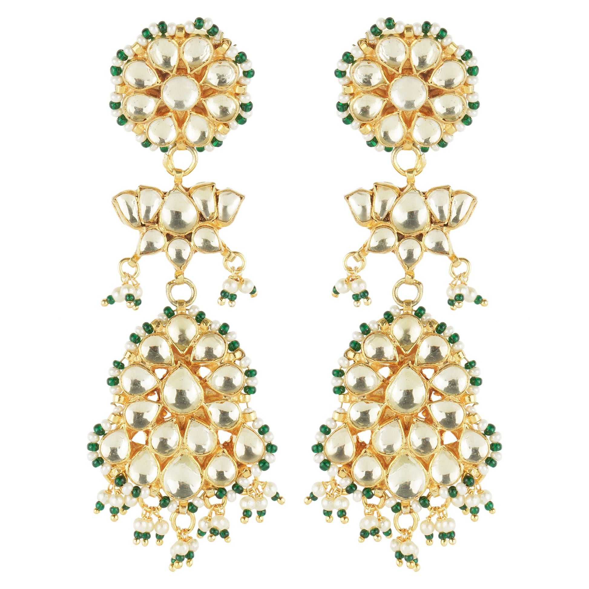 Bedazzling Kundan Necklace Set. Meticulously crafted with gold plating - Auraa Trends - Necklaces -
