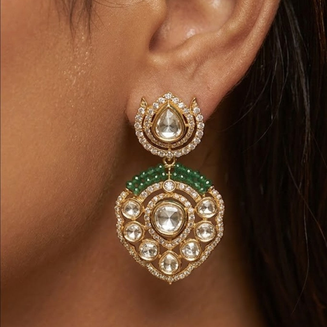Emerald Green Kundan Choker Necklace Set