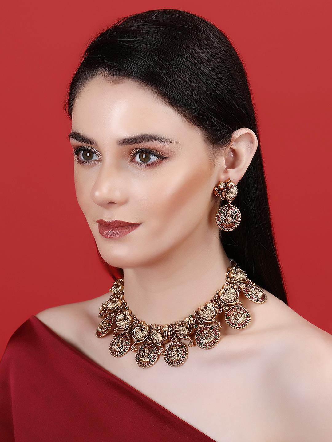 Bold Brown Kundan Necklace Set - Auraa Trends
